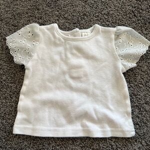 White Lace Eyelet Sleeve Little Girls Top